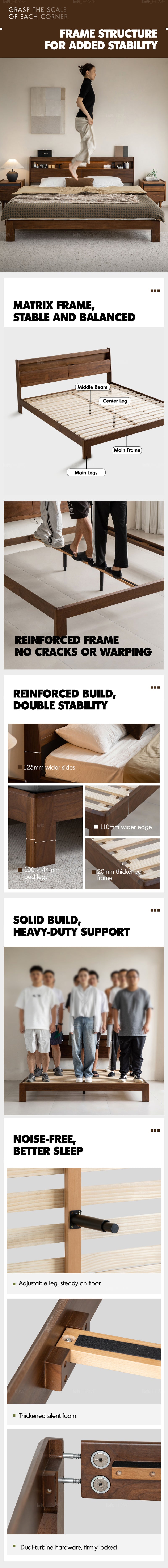 Japandi Walnut Wood Bed ACCOMPANY LIGHT Good to Know - 7