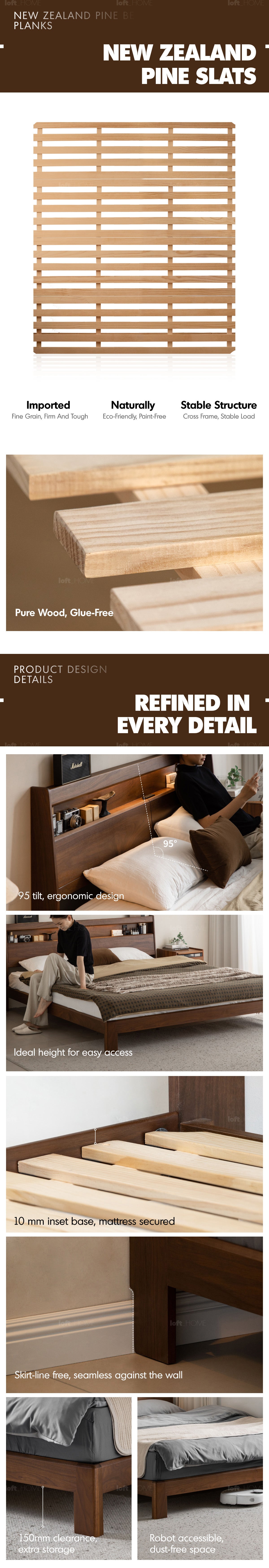 Japandi Walnut Wood Bed ACCOMPANY LIGHT Good to Know - 8