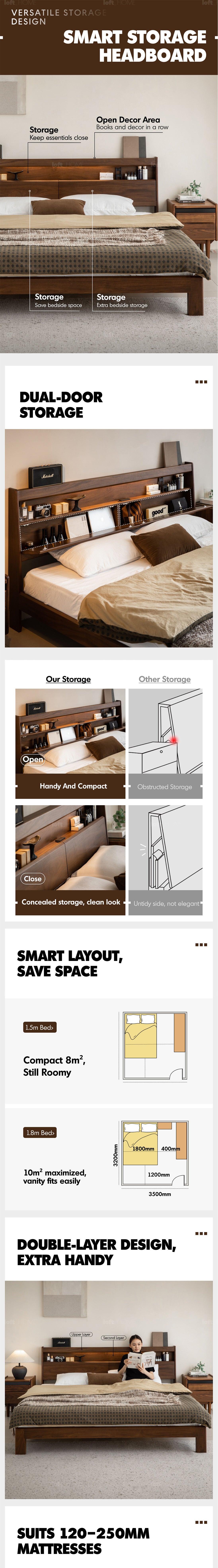 Japandi Walnut Wood Bed ACCOMPANY LIGHT Good to Know - 9