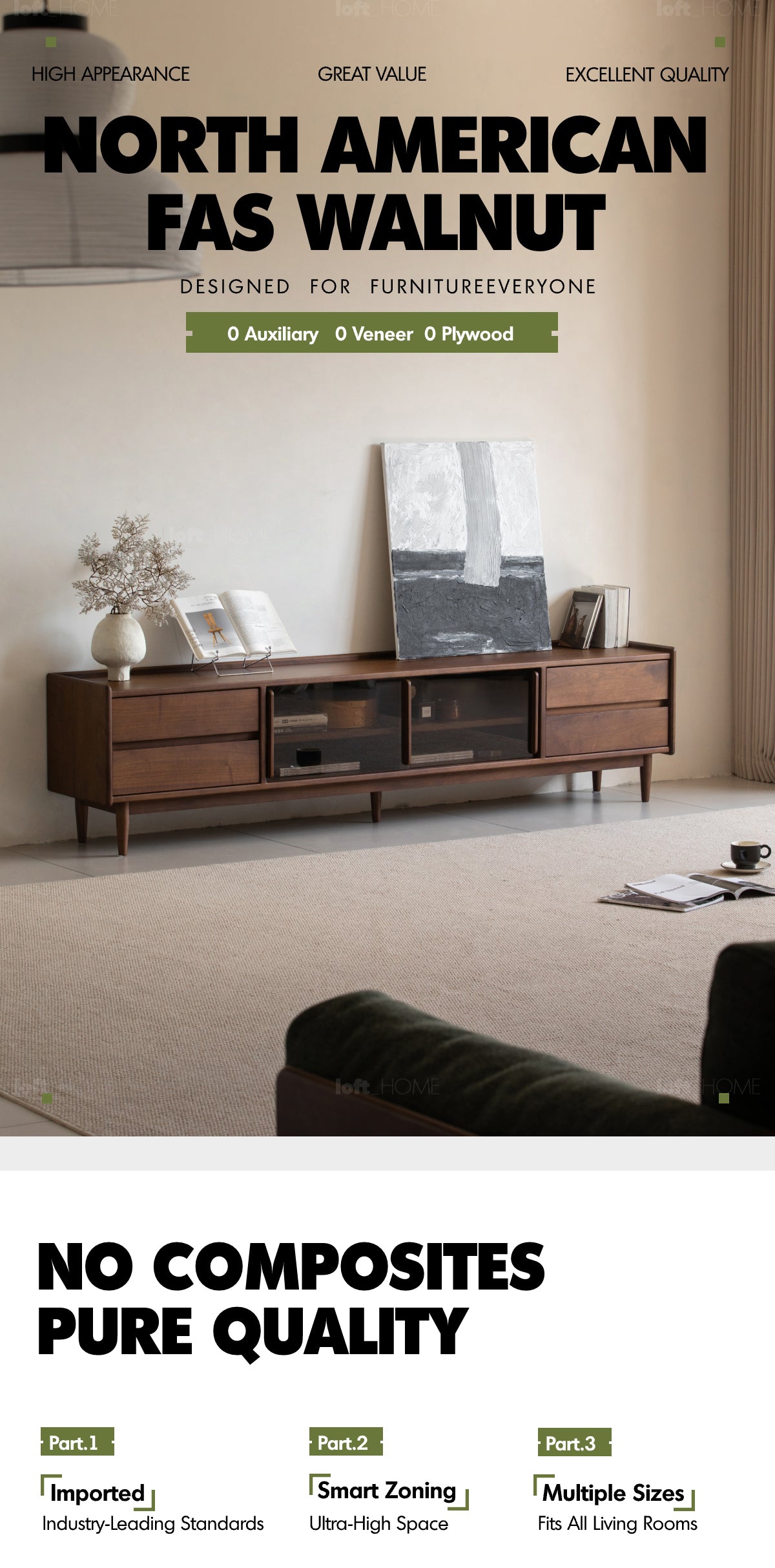 Japandi Walnut Wood TV Console VISTA Good to Know - 1