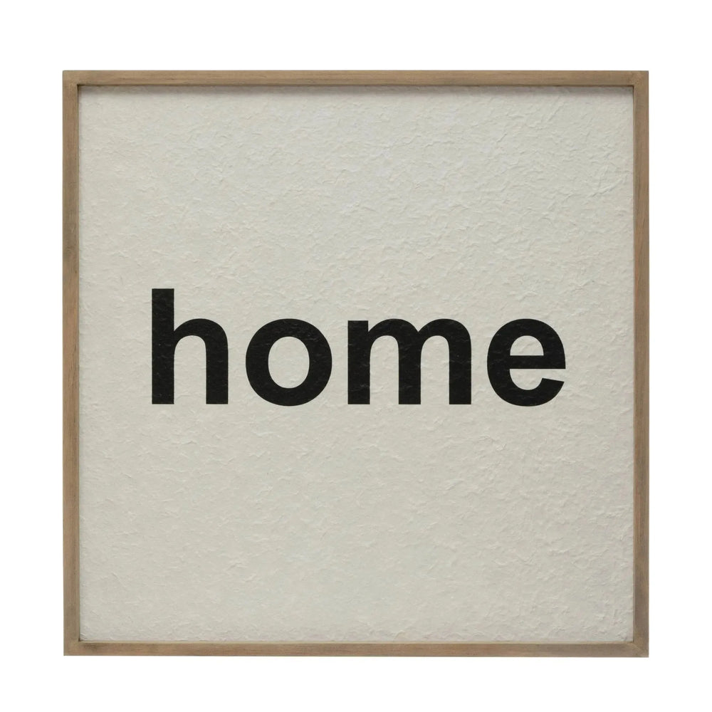 Wood framed wall decor "home" in white background.