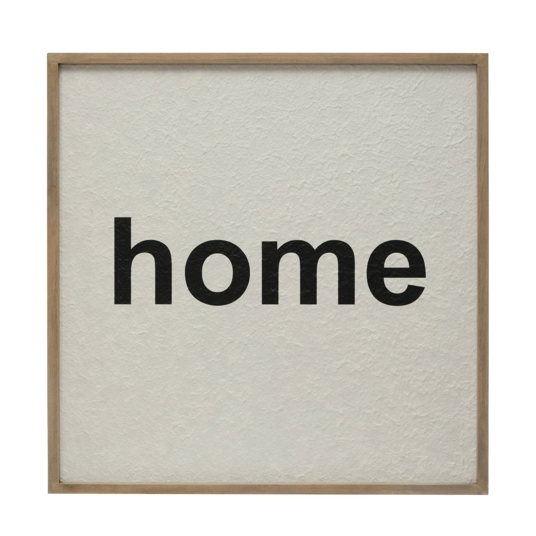 Wood framed wall decor "home" in white background.