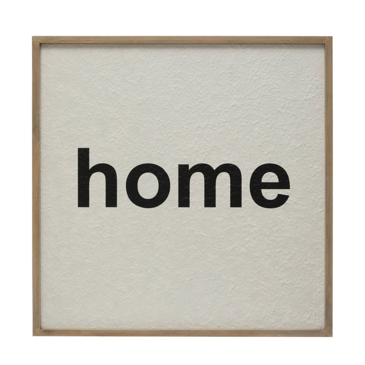 Wood framed wall decor "home" in white background.