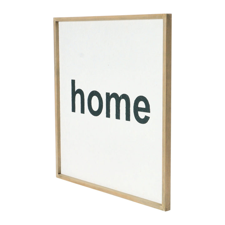 Wood framed wall decor "home" color swatches.