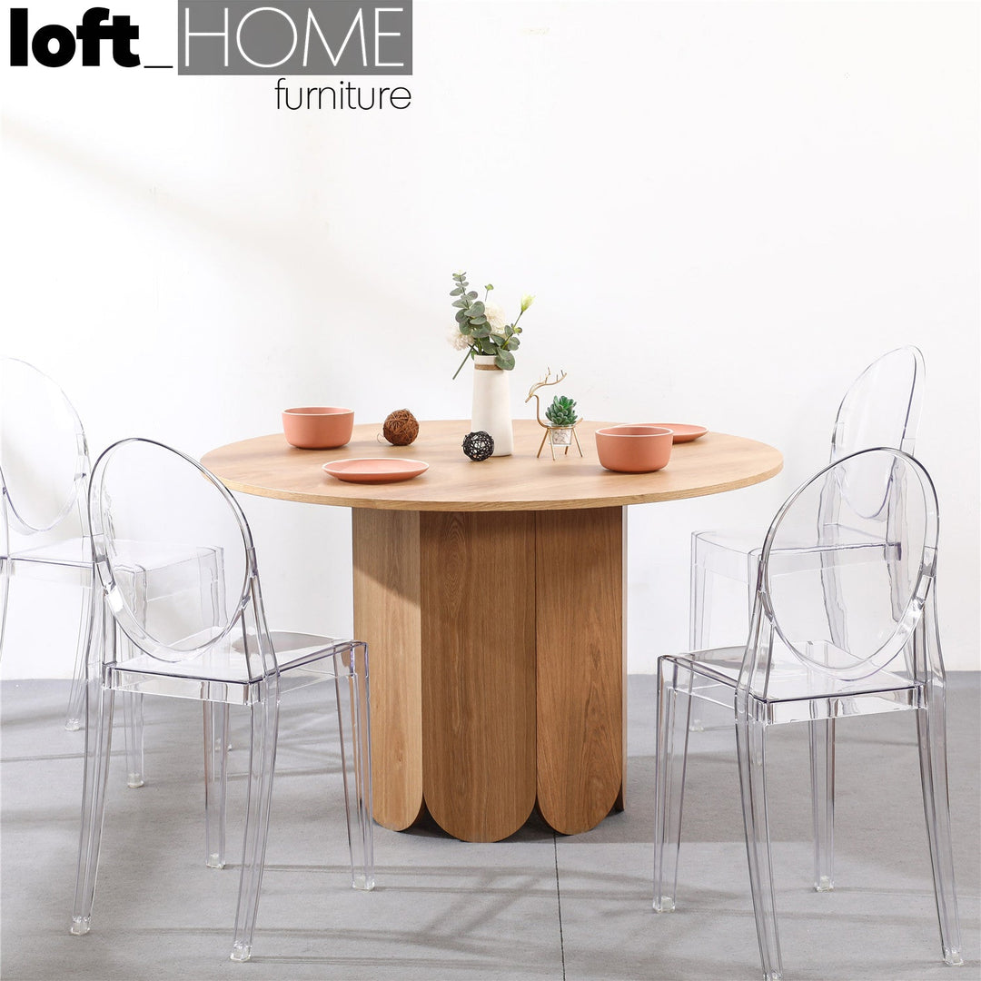 Scandinavian Wood Round Dining Table ELENOR Situational
