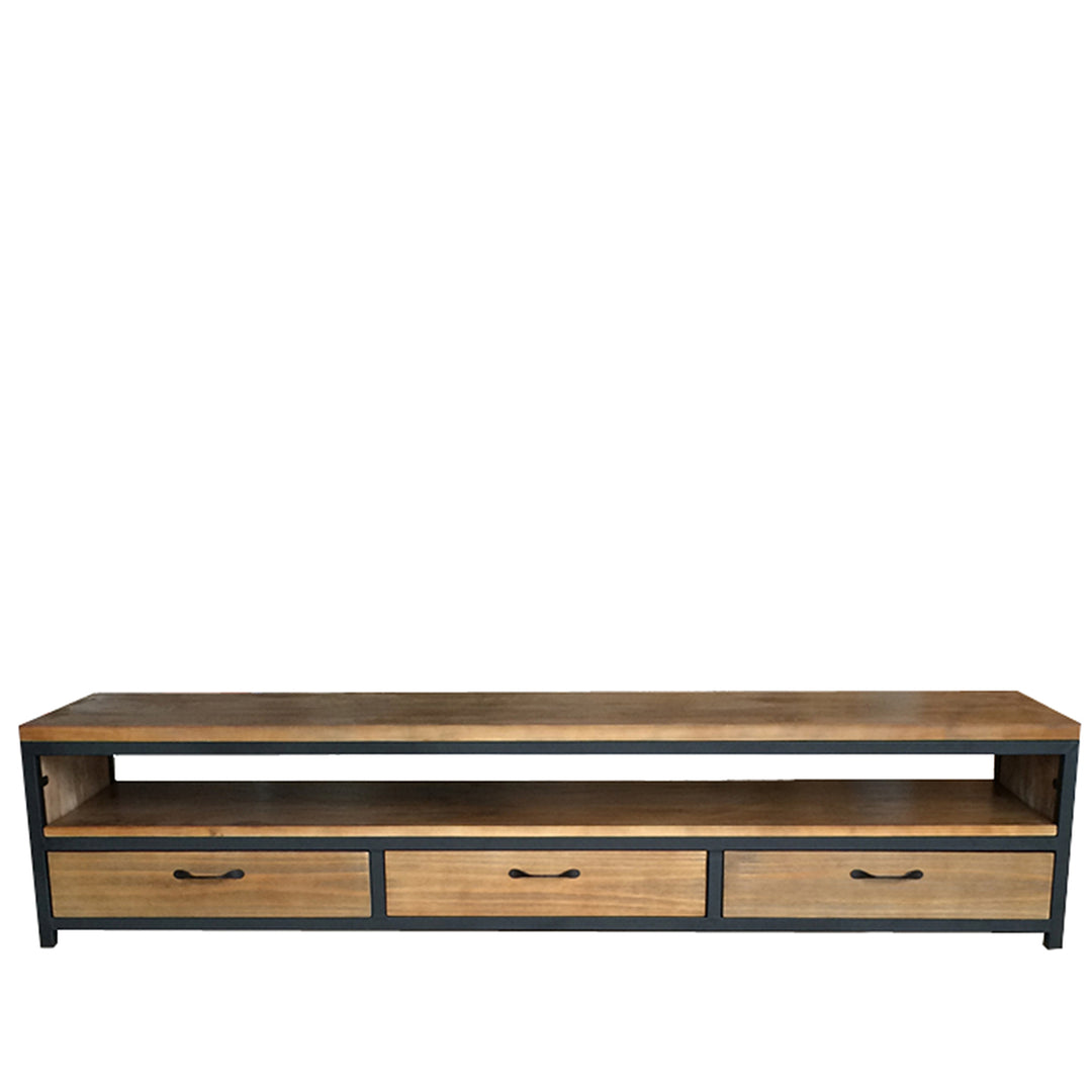 Industrial Wood TV Console MYSTEEL White Background