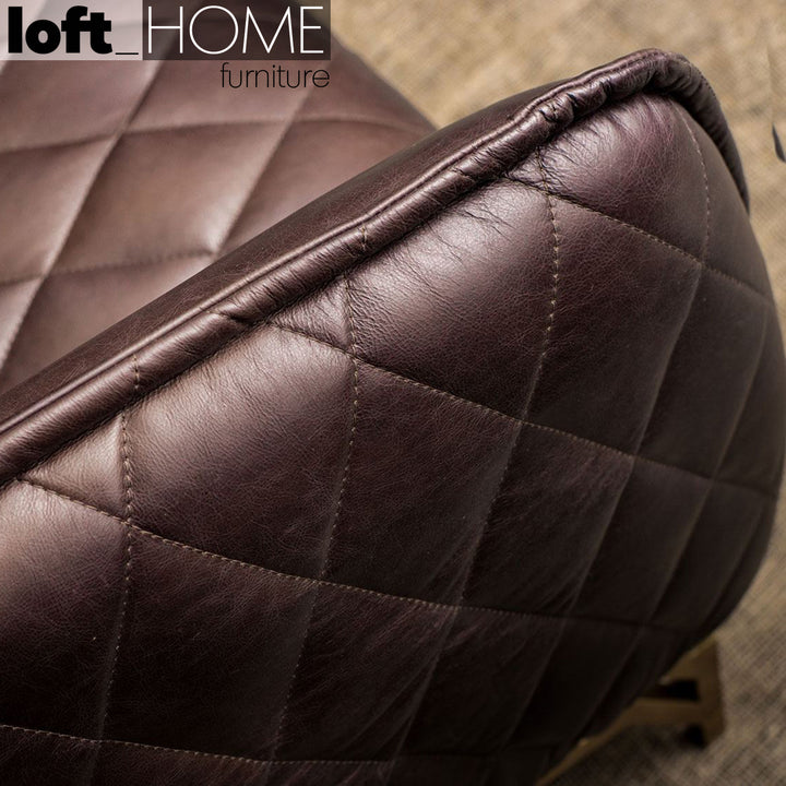 Vintage Genuine Leather 1 Seater Sofa OSMOND Detail 1