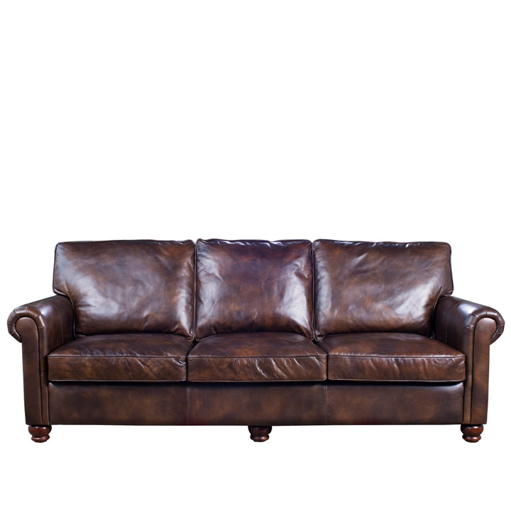 Vintage Genuine Leather 3 Seater Sofa ANTIMAS White Background