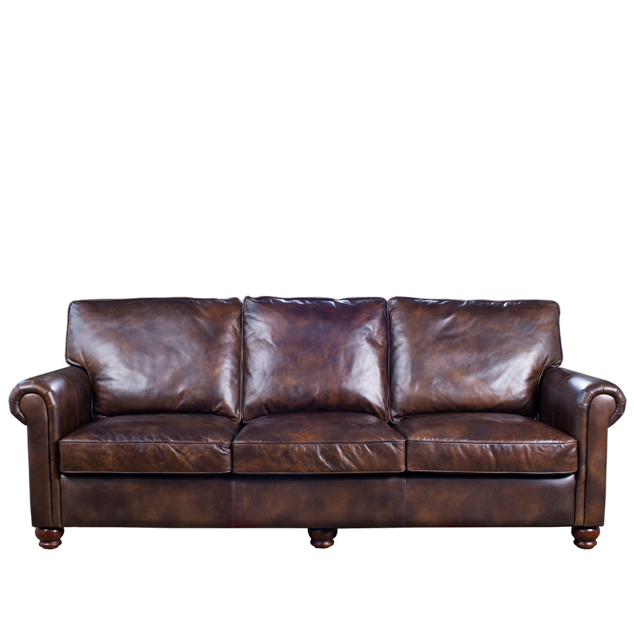 Vintage Genuine Leather 3 Seater Sofa ANTIMAS White Background
