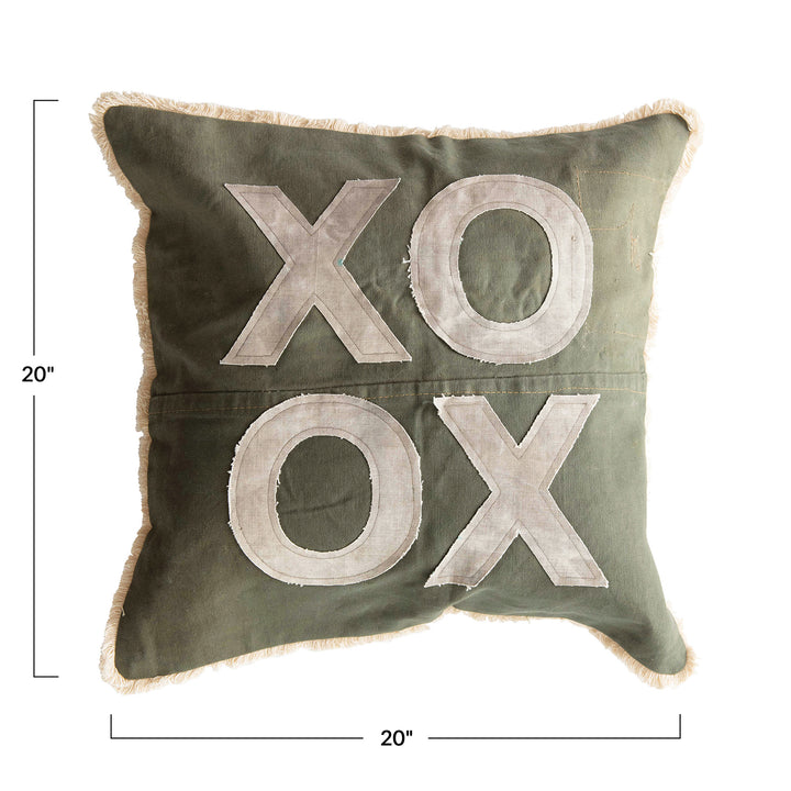 Charming "XO" Appliqué Design Cotton Pillow Size Chart
