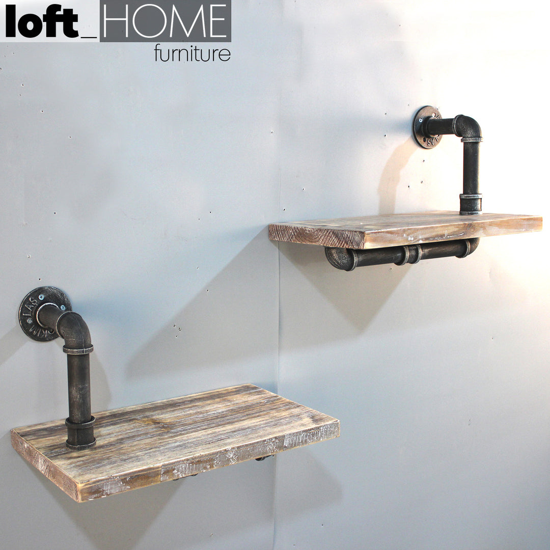 Industrial Wood Wall Shelf 2pcs Set PIPE Life Style