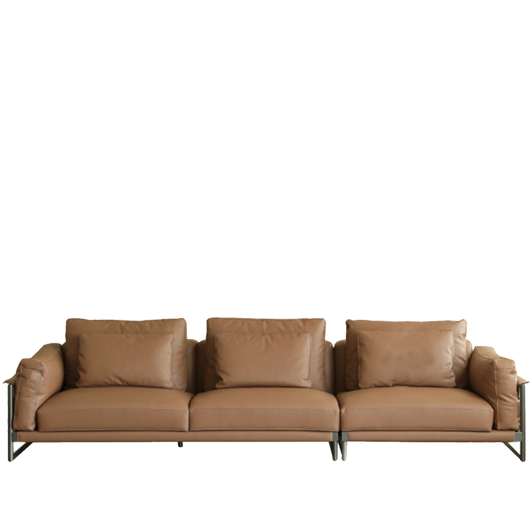 Modern Genuine Leather 4 Seater Sofa TARA White Background