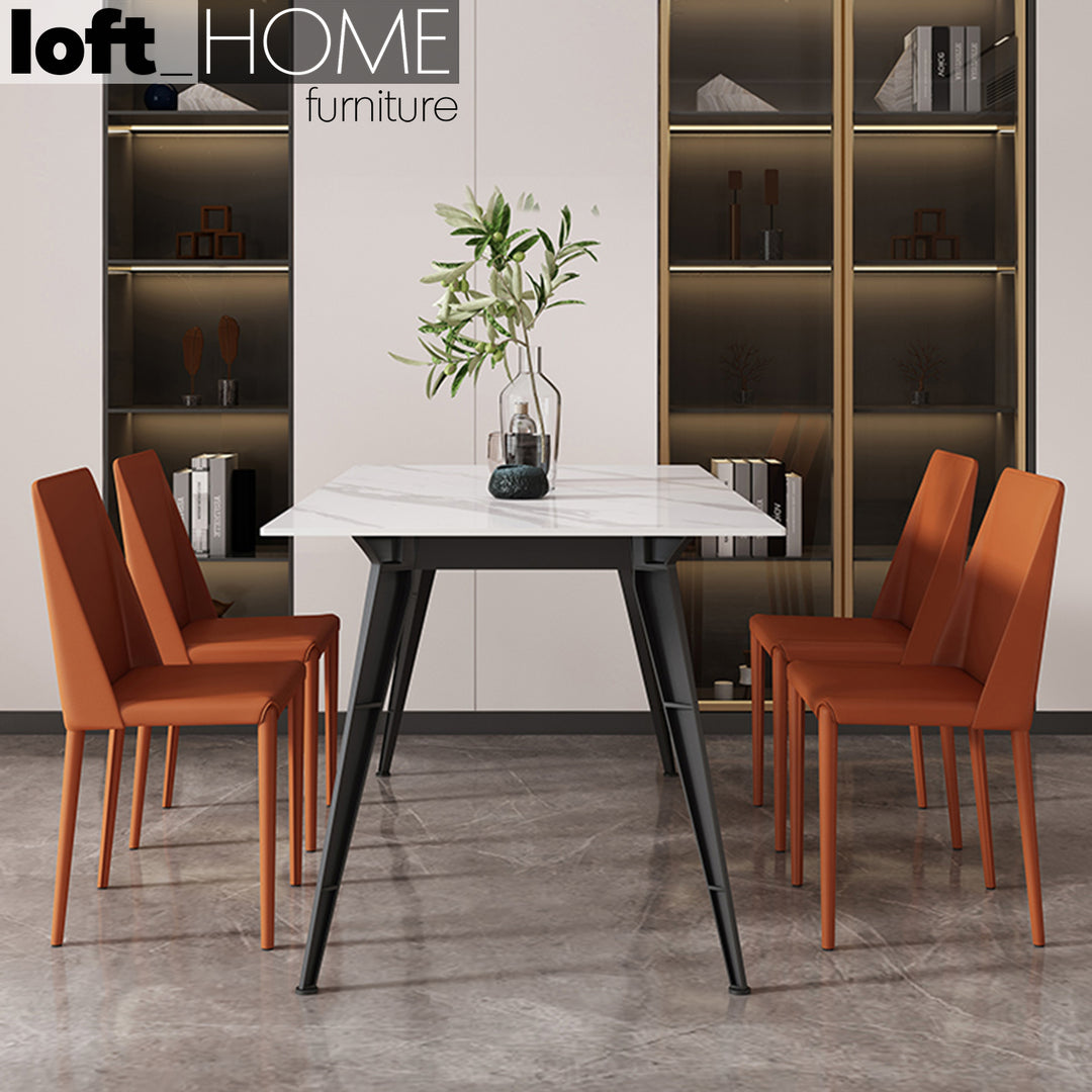Modern PU Leather Dining Chair ORANGE In-context