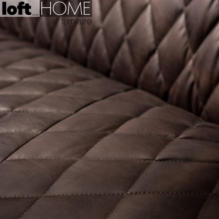 Vintage Genuine Leather 1 Seater Sofa OSMOND Layered