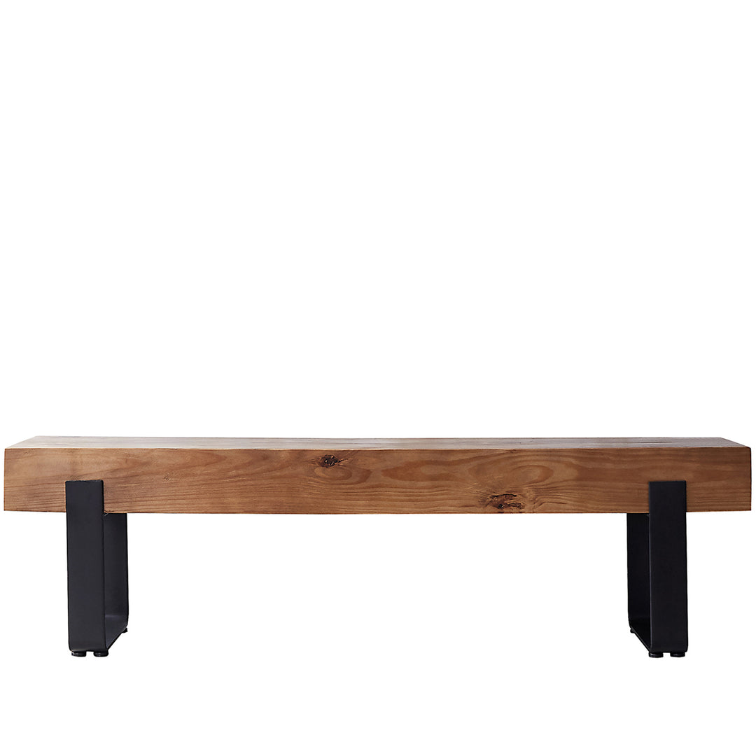 Industrial Pine Wood Dining Bench NOER White Background