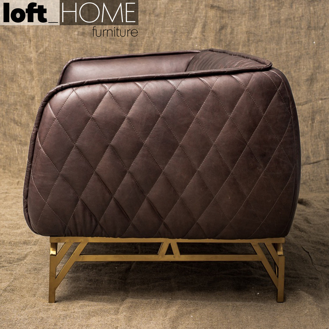Vintage Genuine Leather 3 Seater Sofa OSMOND Detail