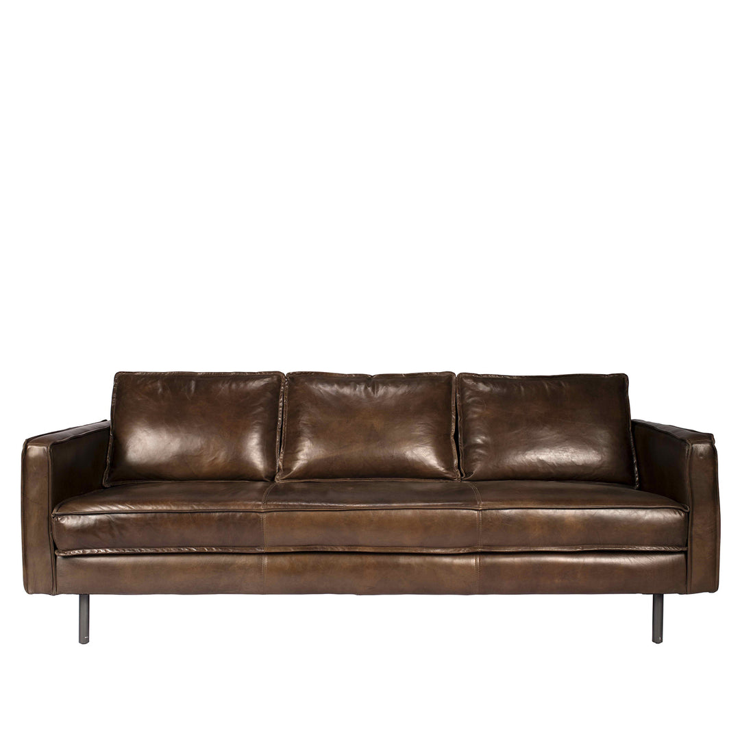 Vintage Genuine Leather 3 Seater Sofa BELGIAN White Background