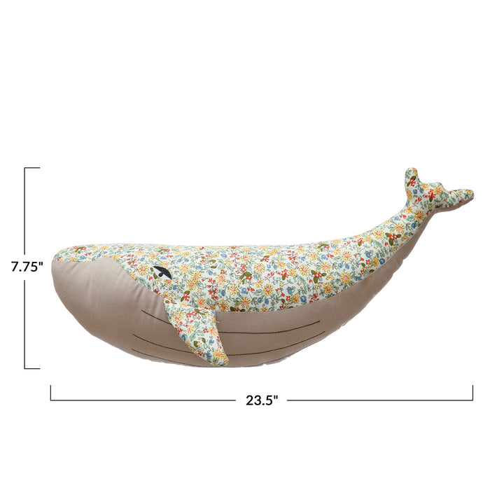 Detailed Floral Print Plush Whale Bedroom Decor Size Chart