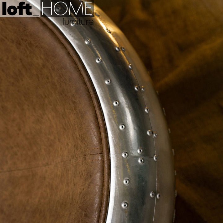 Industrial Aluminium 1 Seater Sofa AIRCRAFT ROUND Close-up