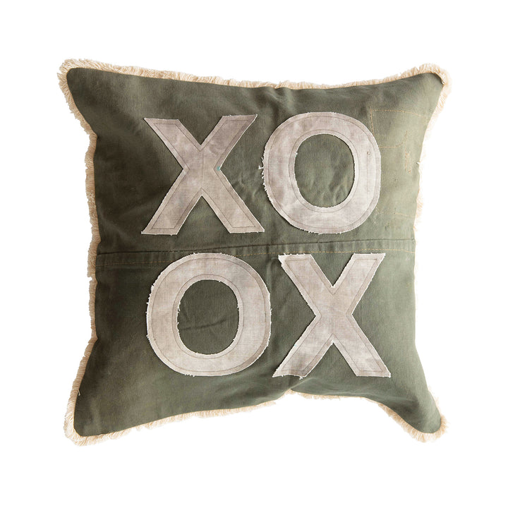 Charming "XO" Appliqué Design Cotton Pillow Detail