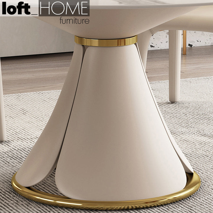 Modern Sintered Stone Round Dining Table PETAL In-context