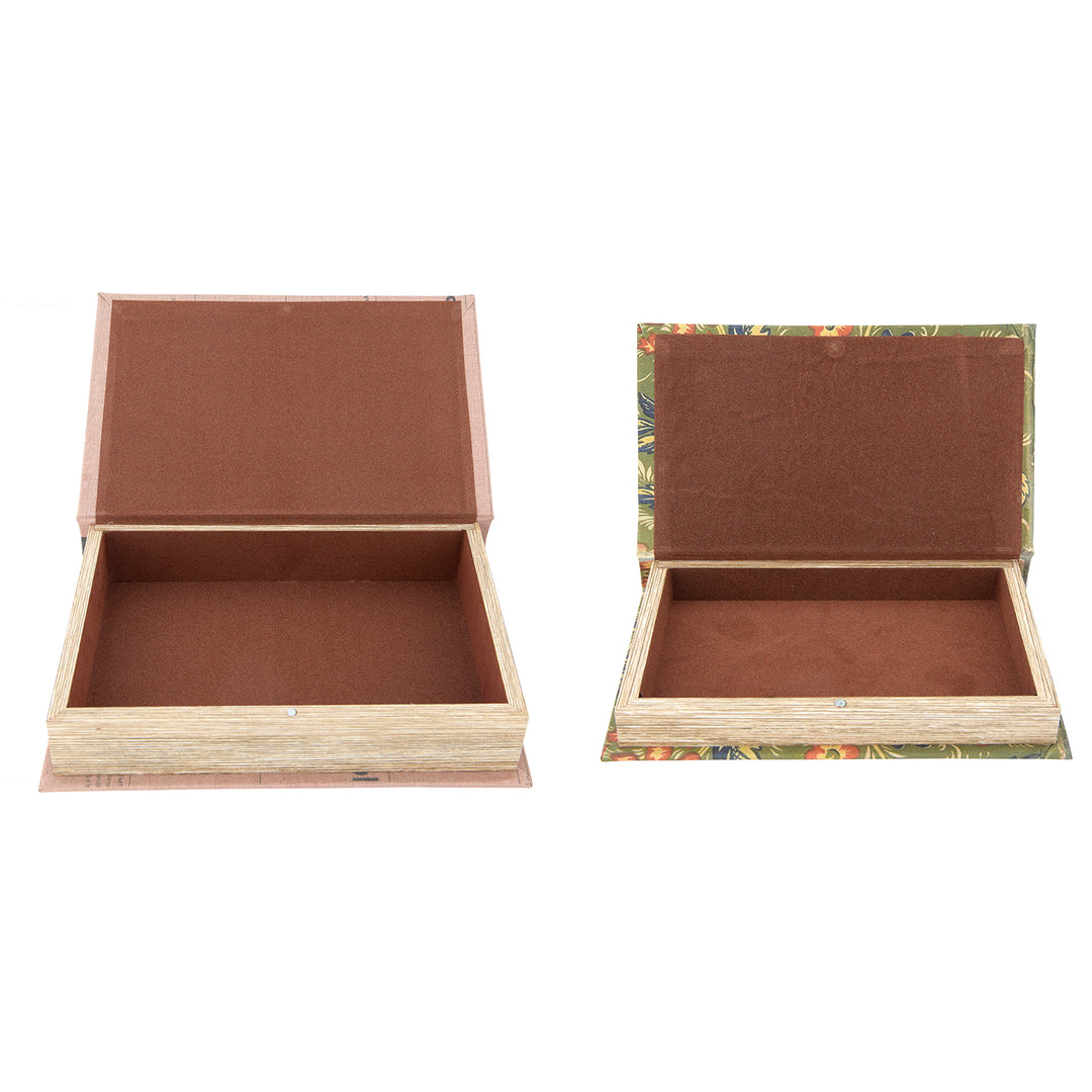 10-1/4"L x 6-3/4"W MDF & Canvas Book Storage Boxes, Set of 2 "Love's Philosophy" In-context