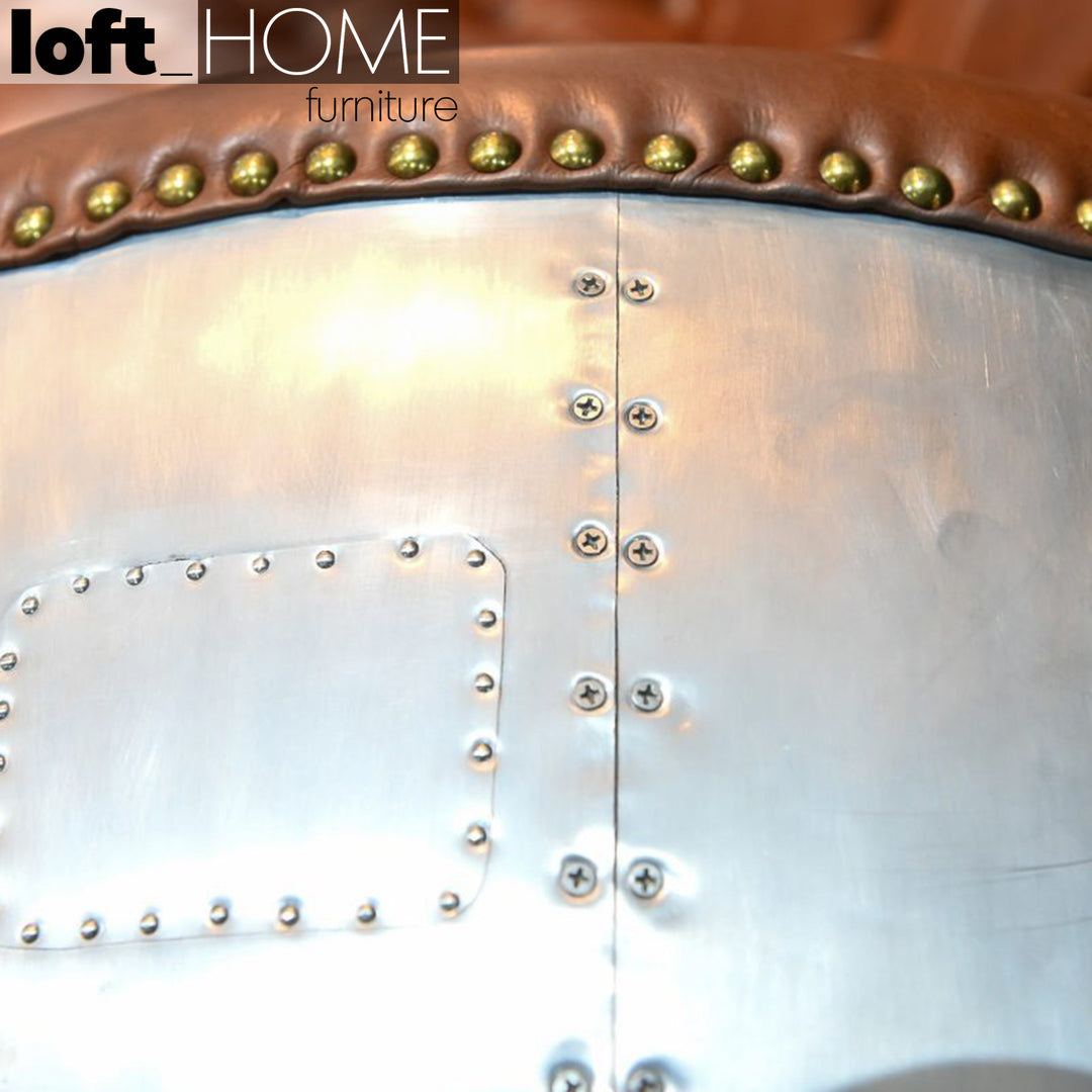 Industrial Aluminium Genuine Leather 2 Seater Sofa ENGINE Detail 1