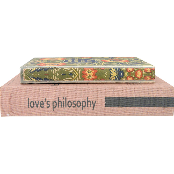 10-1/4"L x 6-3/4"W MDF & Canvas Book Storage Boxes, Set of 2 "Love's Philosophy" Life Style