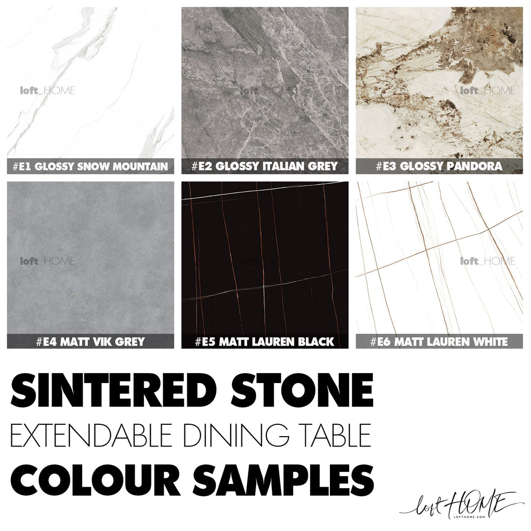 Modern Extendable Sintered Stone Coffee x Dining Table MATEO Color Swatch