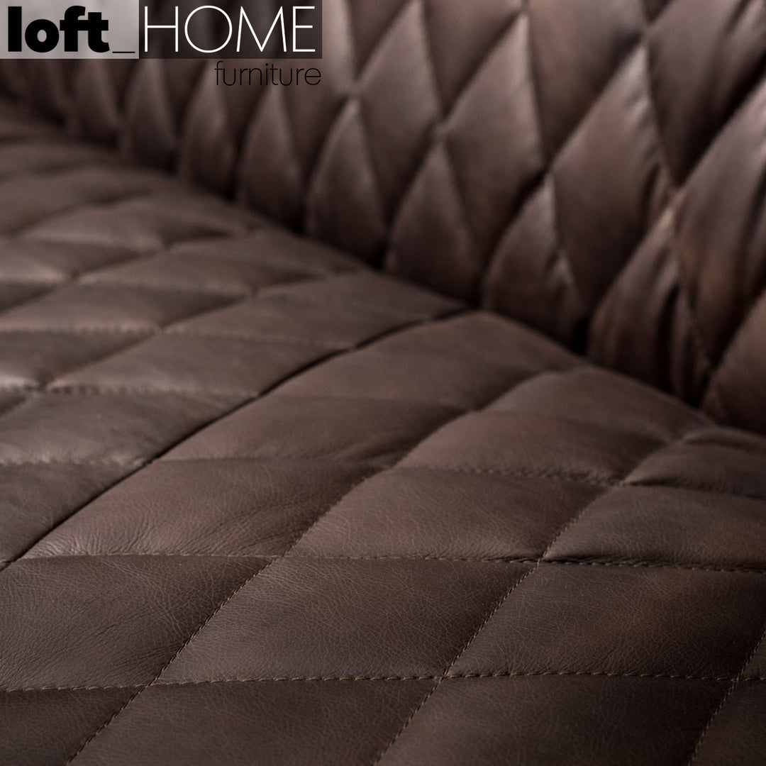Vintage Genuine Leather 3 Seater Sofa OSMOND Layered