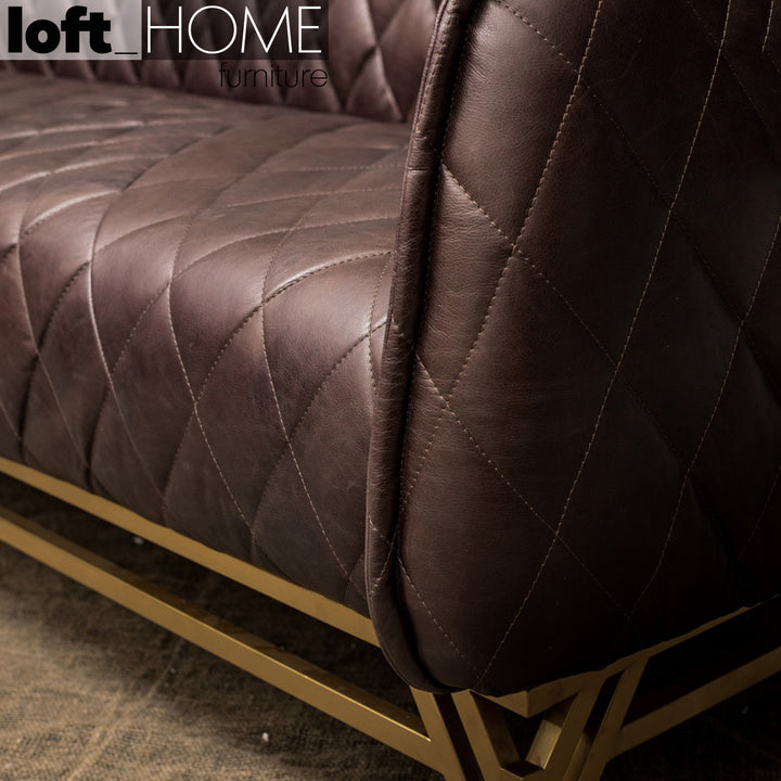 Vintage Genuine Leather 1 Seater Sofa OSMOND Panoramic