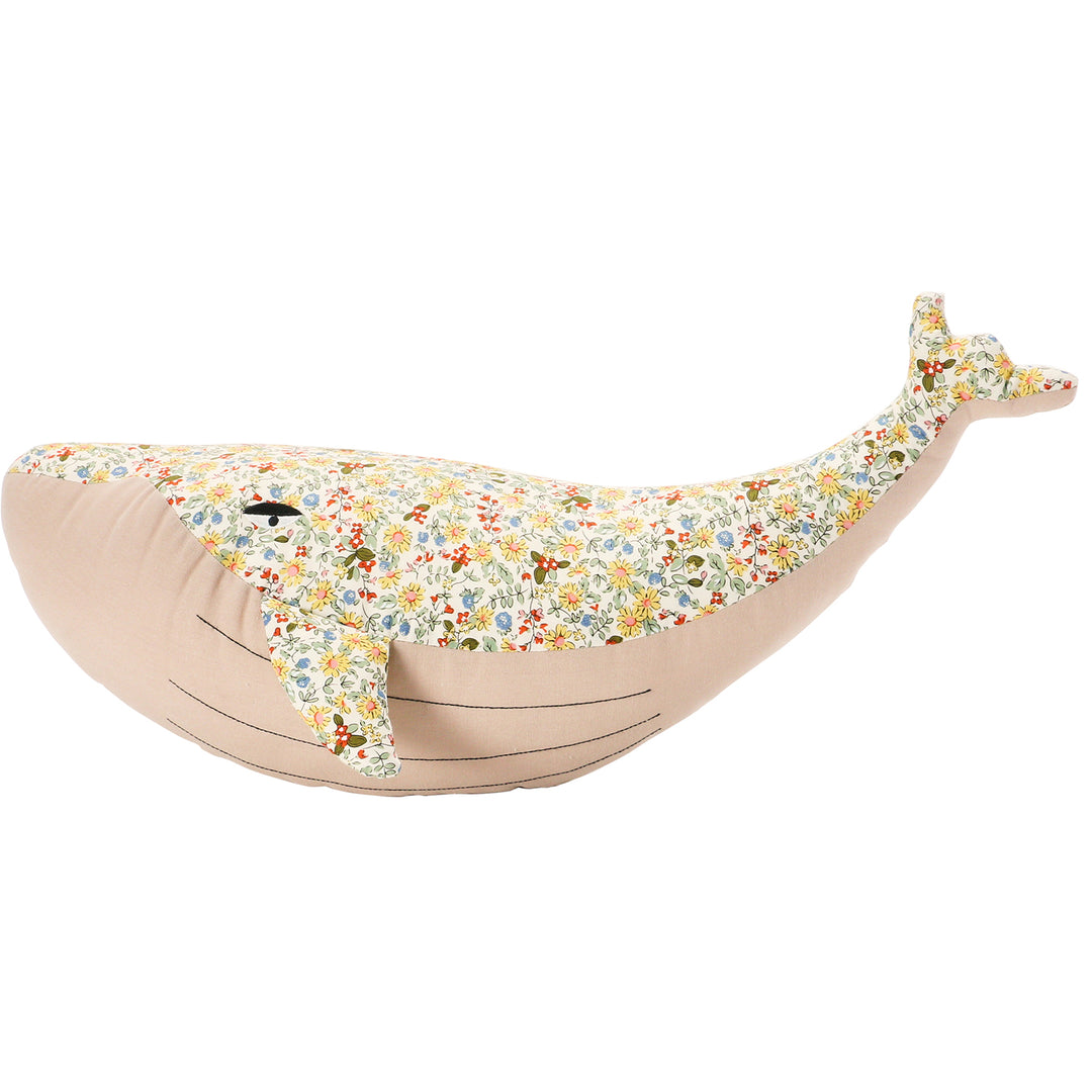 Detailed Floral Print Plush Whale Bedroom Decor In-context