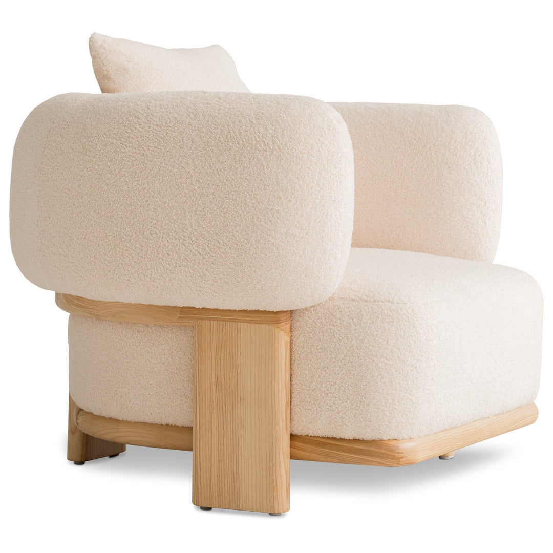 Japandi Boucle Fabric 1 Seater Sofa CHUBBY White Background