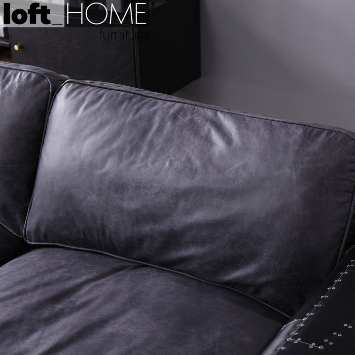 Vintage Aluminium Leather 2 Seater Sofa BLACK AIRCRAFT Panoramic