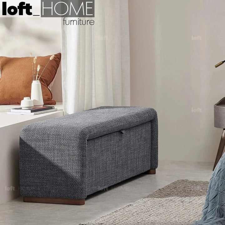 Modern fabric storage dining bench palmi primary product view.