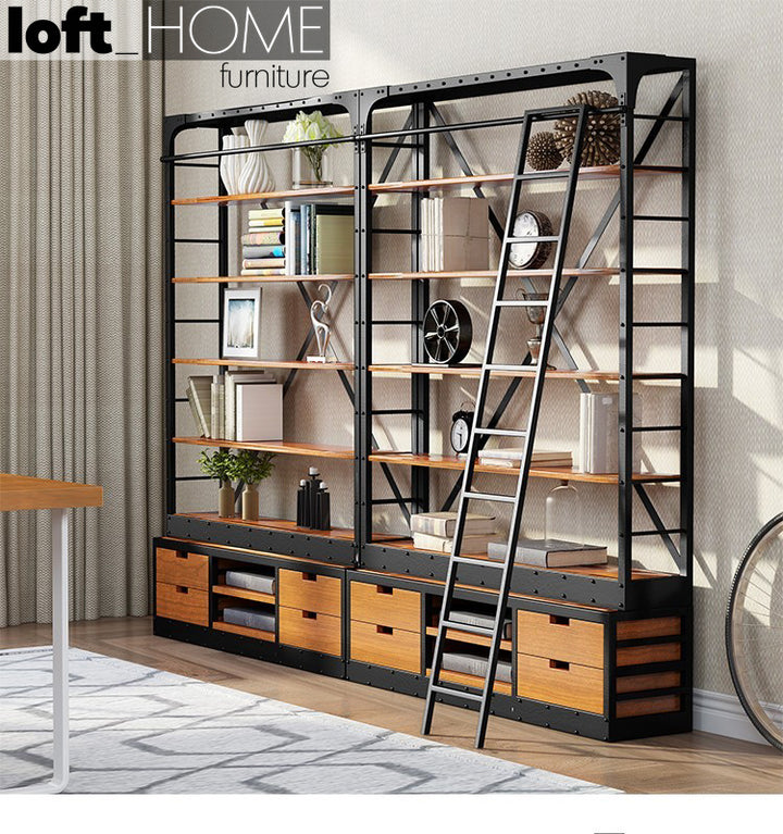 Industrial Wood Shelf Bookshelf LADDER Layered