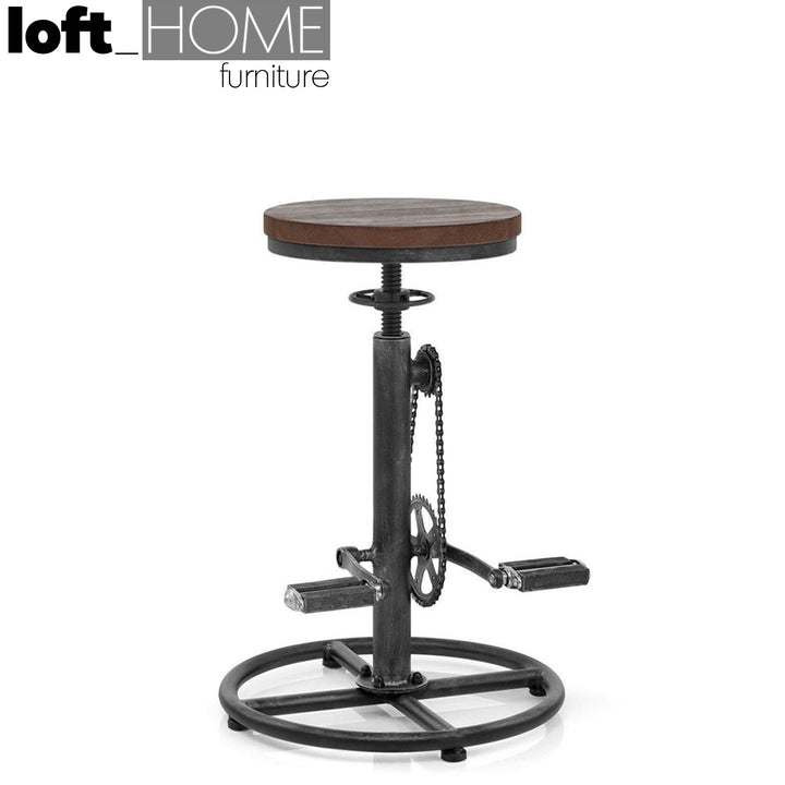Industrial Wood Height Adjustable Bar Stool BICYCLE Color Swatch