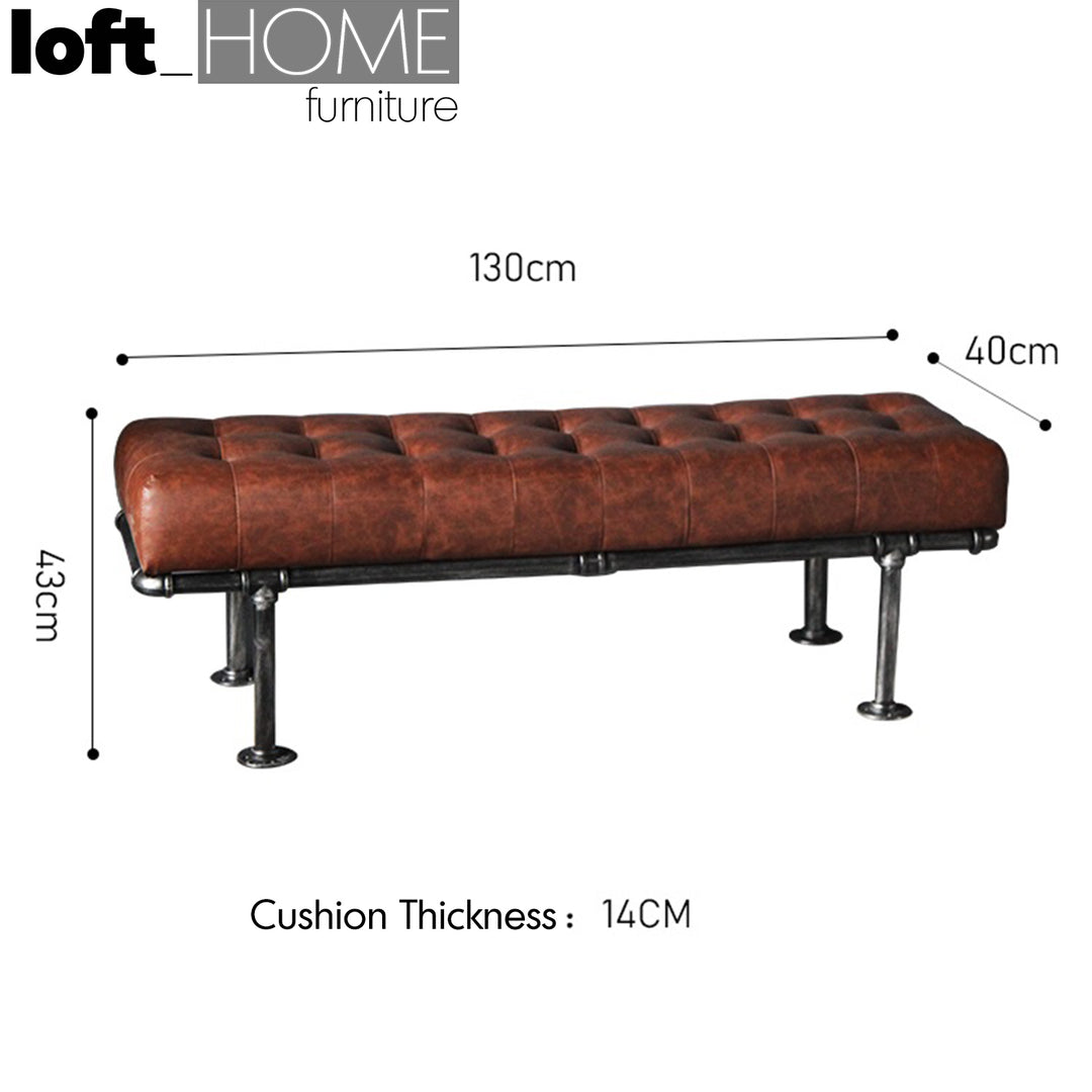 Industrial Leather Dining Bench PIPE Size Chart