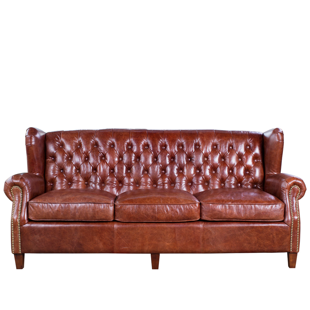 Vintage Genuine Leather 3 Seater Sofa FRANCO In-context