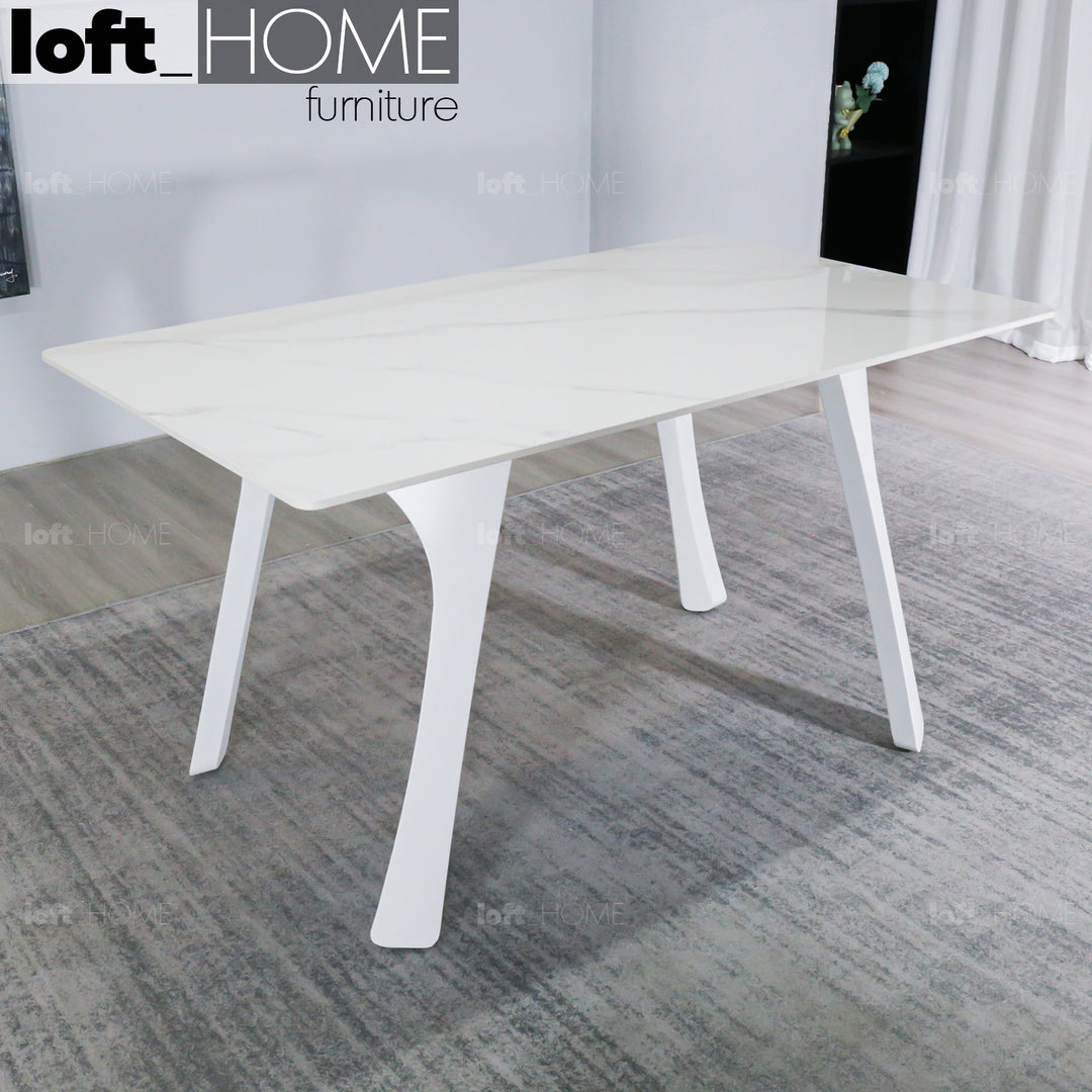 Modern Sintered Stone Dining Table FLY WHITE In-context