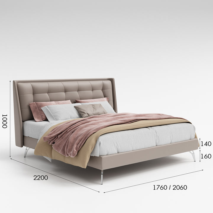 Modern Microfiber Leather Bed BESLEY Size Chart