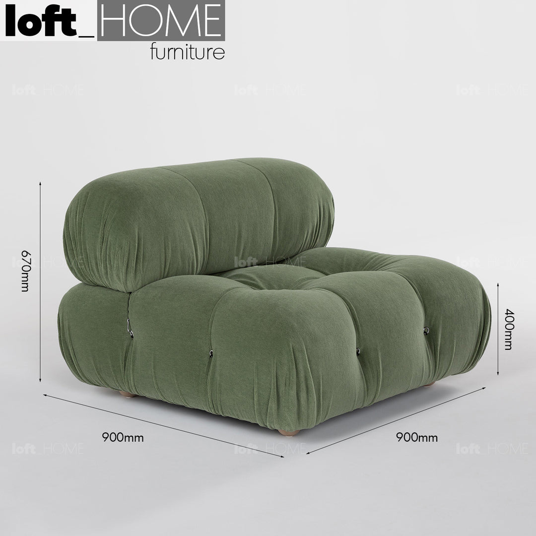 Contemporary Fabric 1 Seater Sofa CAMALEONDA Size Chart