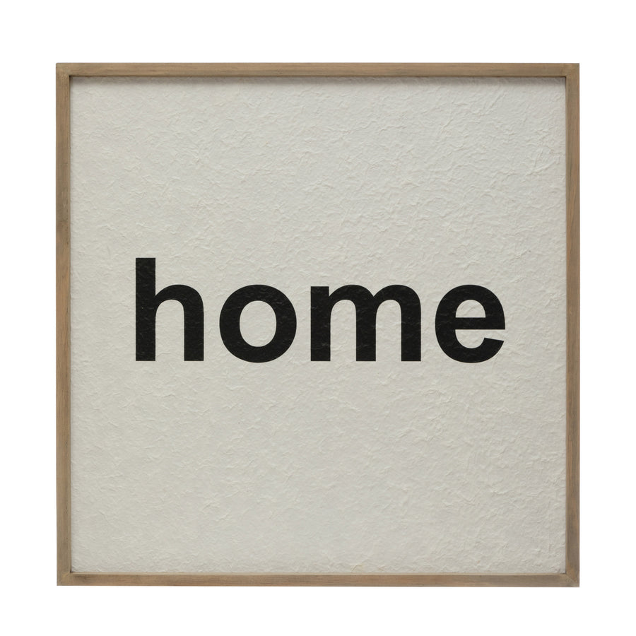 Wood Framed Wall Decor "Home" White Background