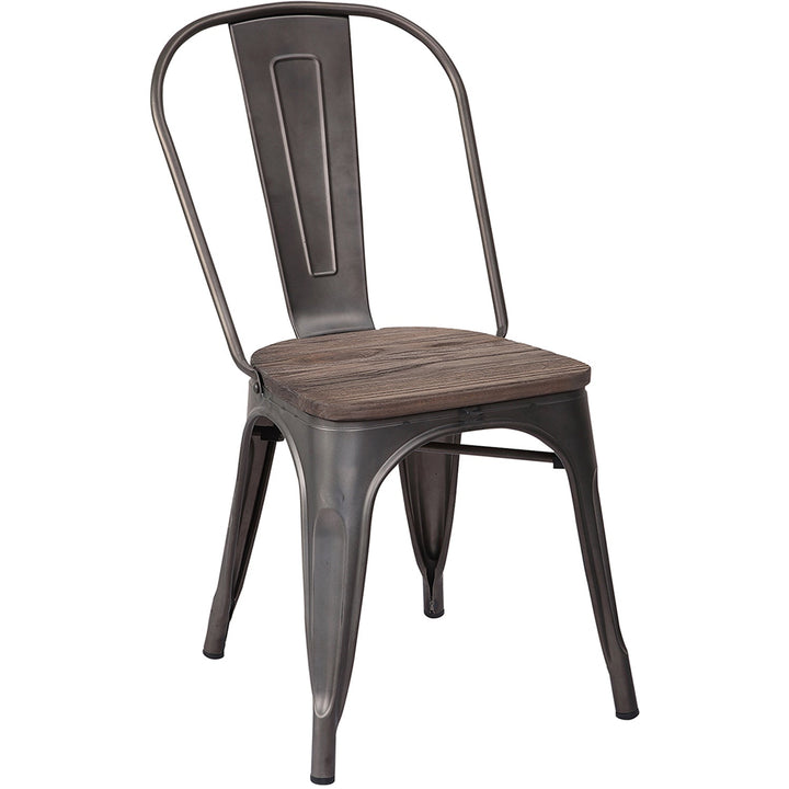 Industrial Elm Wood Dining Chair Sanctum X White Background