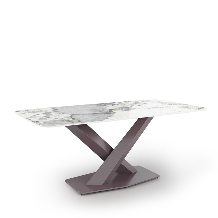 Modern Sintered Stone Dining Table STRATOS DULL GOLD Layered