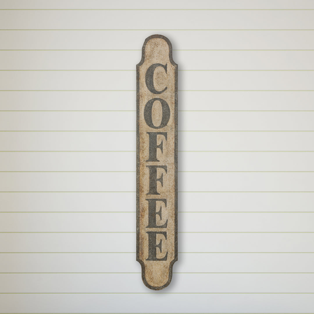 Heavily Distressed Metal "Coffee" Wall Decor Color Variant
