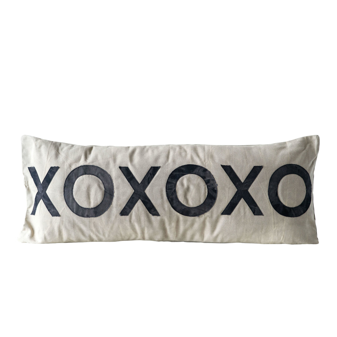 Cotton "XOXOXO" Pillow White Background