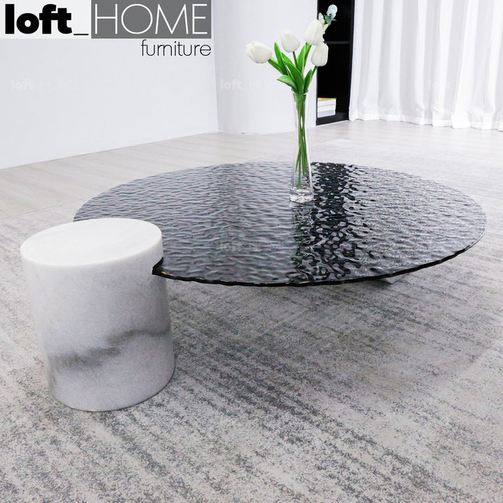 Modern Fused Glass Coffee Table VERRE PARTICULIER MARBLE In-context