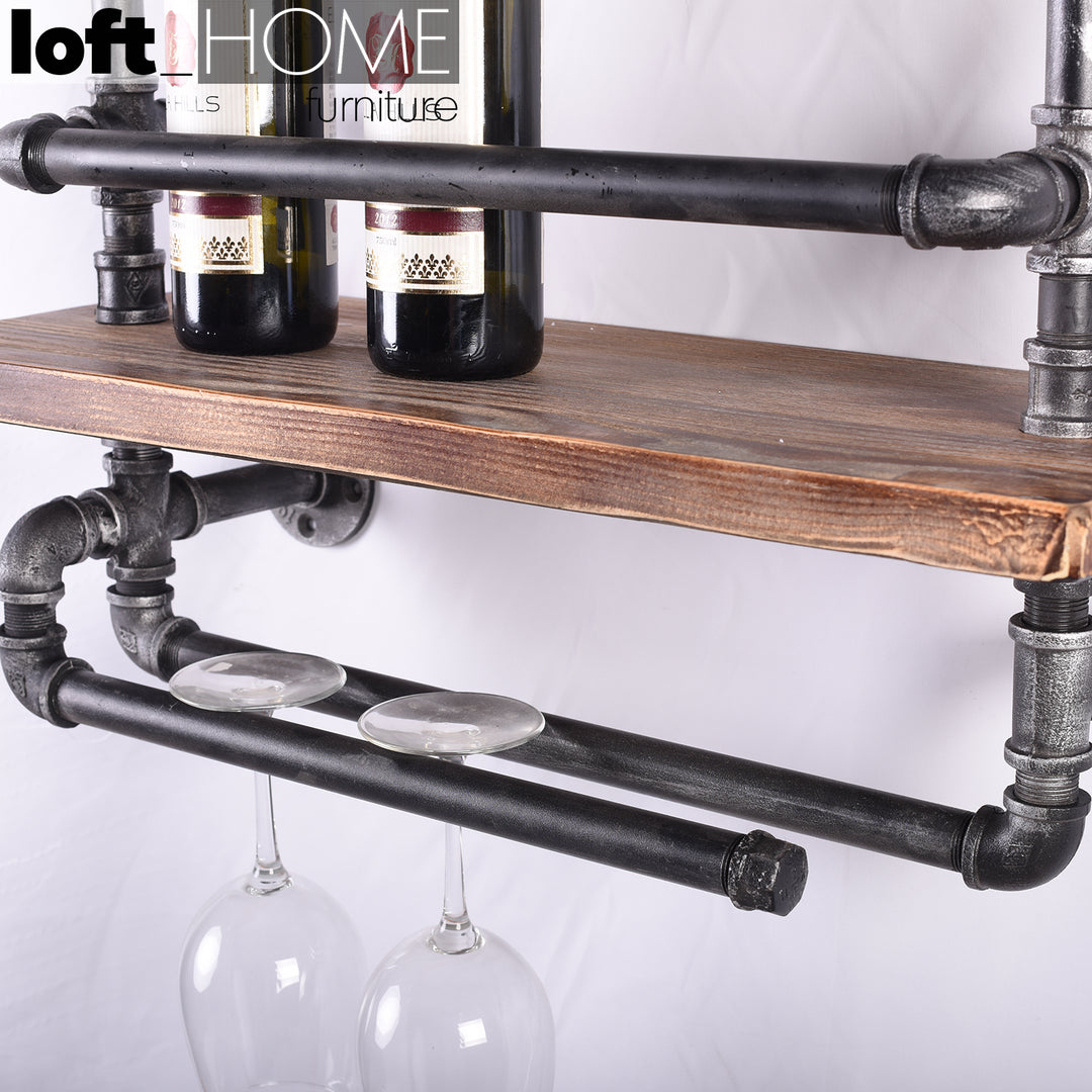 Industrial Wood Wall Shelf PIPE WINE Color Variant