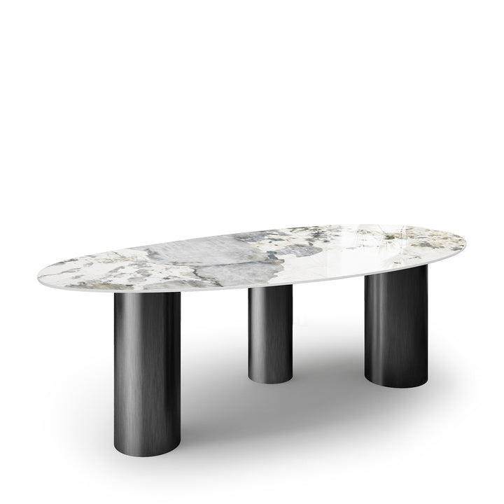 Modern Sintered Stone Dining Table LAGOS DARK GREY Layered